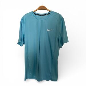 Nike Dri-FIT Miller Running Shirt Men's Large Aqua Blue Lightweight Mesh